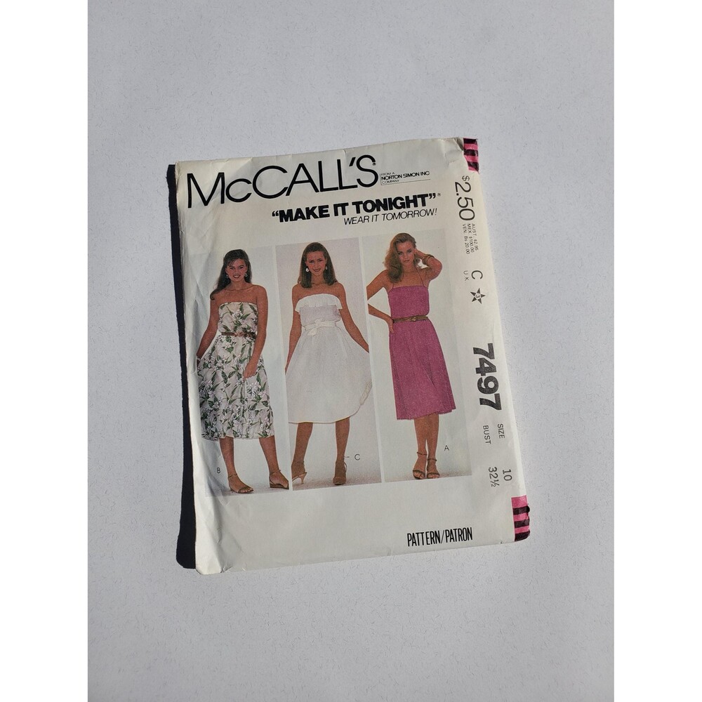 1981 McCalls “Makes It Tonight” Dress – Misses & Junior Petite, Size 10, Uncut